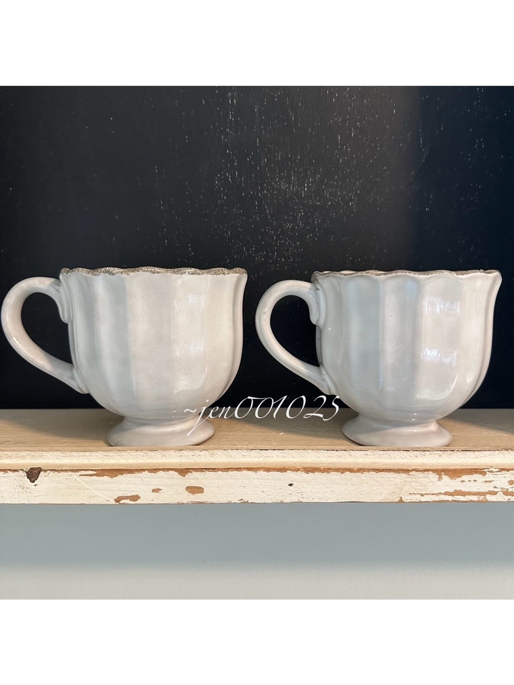 2pc 12oz Scalloped Edge Ceramic Mug with Foot Sour Cream- Hearth & Hand Magnolia - Picture 9 of 12